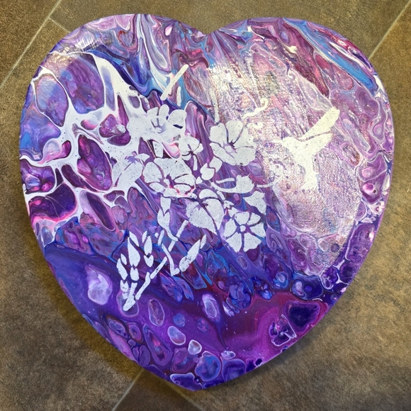 HANDCRAFTED Abstract Heart Painting HANDMADE HANDPAINTED Home Wall Art Decor - Picture 3 of 17